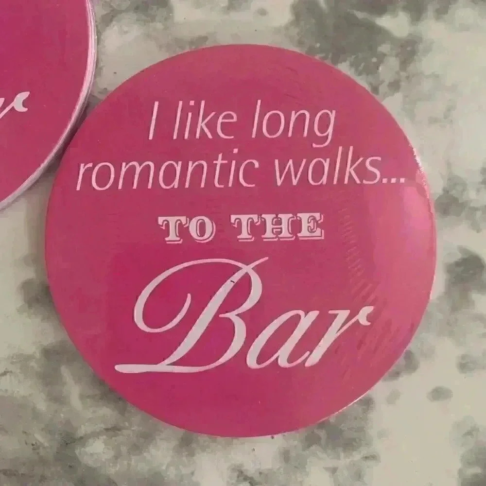 NEW! 8 Cardboard Drink Coasters Romantic Walks to the Bar